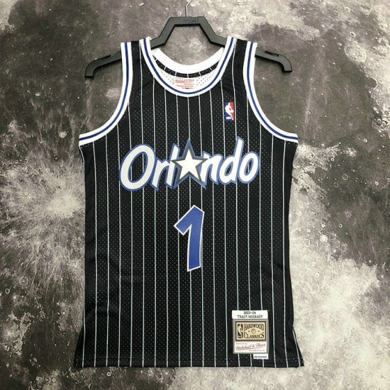 Maillot de Basket #1 Mcgrady Orlando Magic Vintage Noir Imprimé